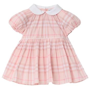 Baby Girls Pink & White Check Dress Set