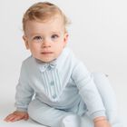 طقم ملابس أطفال بشعار باللون الأزرق للأولاد , 1, hi-res