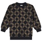 Girls Black & Gold Logo Oversized Sweatshirt, 1, hi-res