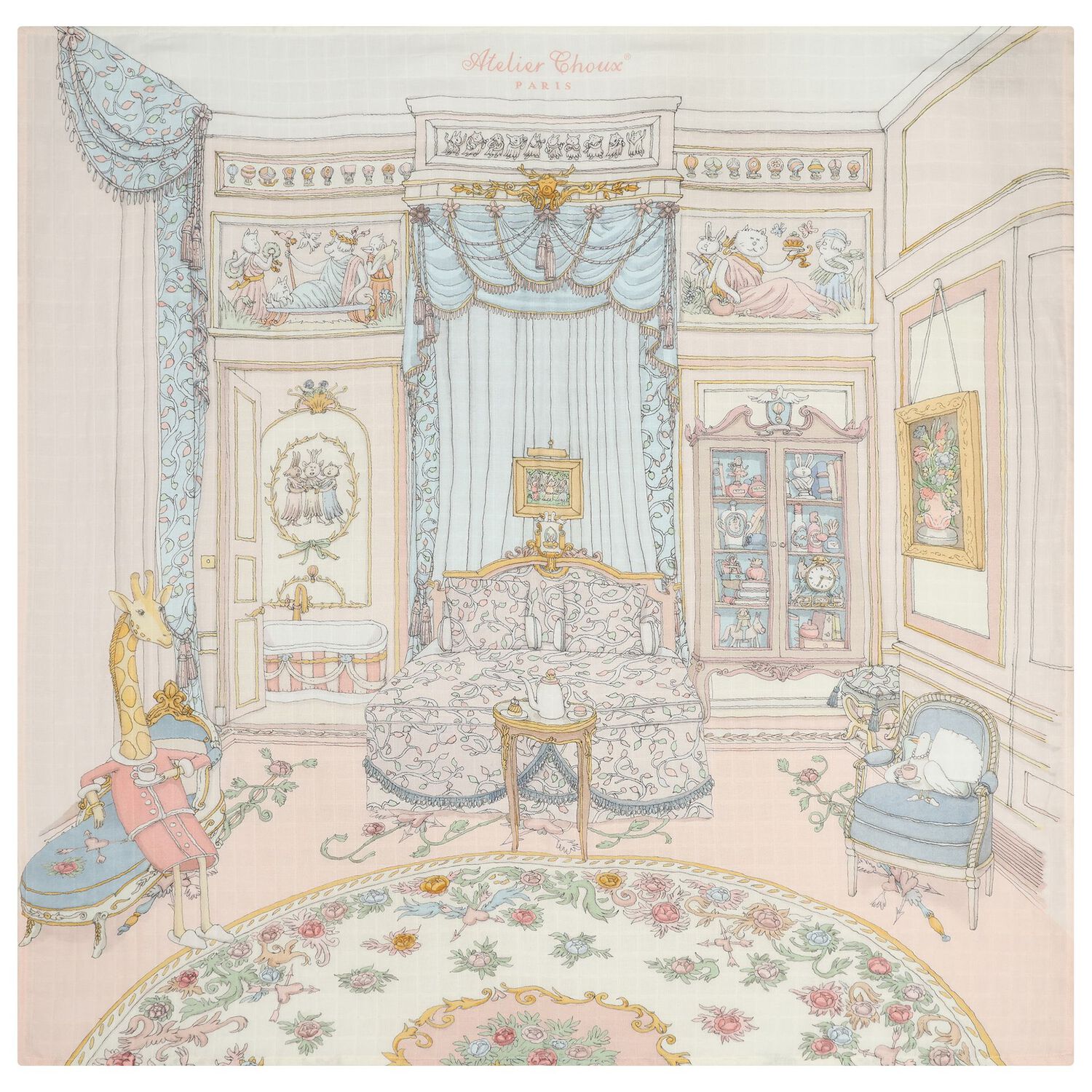 طقم هدايا لغرفة نوم طفلة صغيرة باللون الوردي الفرنسي، يتضمن لفافة ومريلة., 1, hi-res