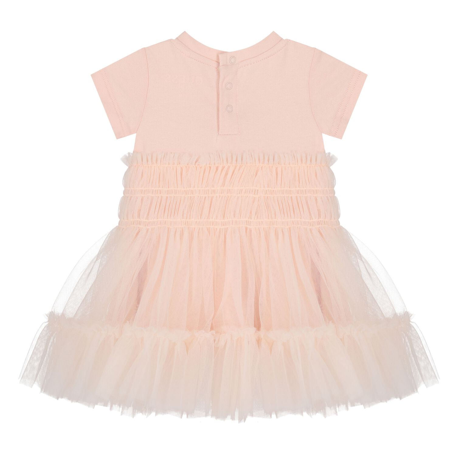 طقم فستان تول بشعار باللون  وردي للبنات , 2, hi-res