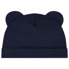 Navy Blue Teddy Bear Logo Hat & Bib Baby Gift Set, 3, hi-res