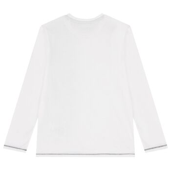 Boys White Logo Long Sleeve Top