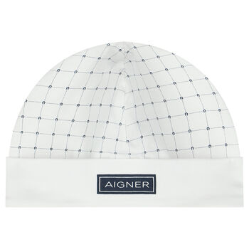 Baby Boys White Pima Cotton Logo Hat