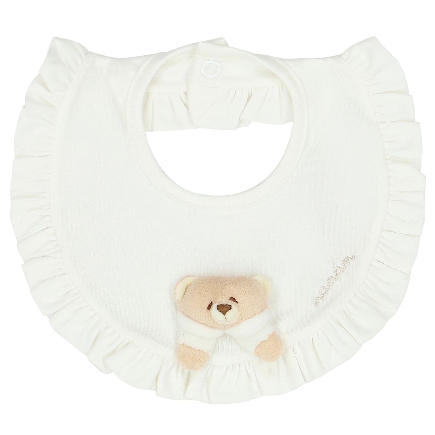 White Teddy Bear Baby Bib, 1, hi-res
