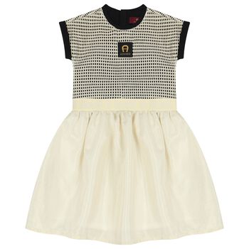 Girls Black & Gold Logo Dress
