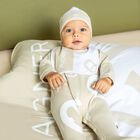 Beige Logo Babygrow, 1, hi-res