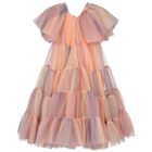 Girls Pink Tiered Tulle Dress, 1, hi-res