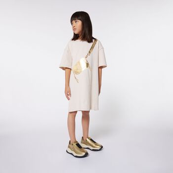 Girls Ivory & Gold Bag Dress