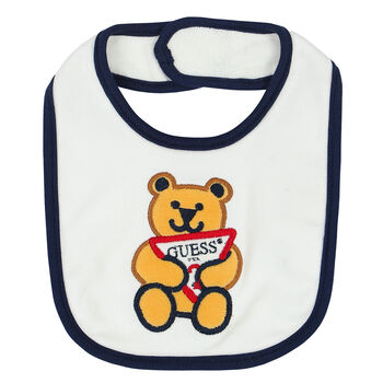 Baby Boys White Teddy Bib