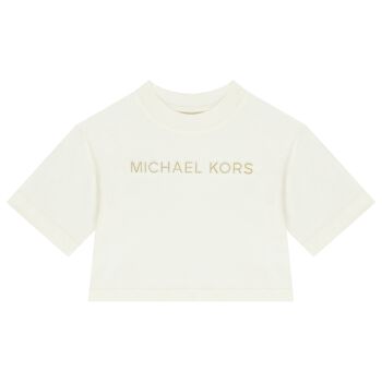 Girls White & Gold Logo T-Shirt