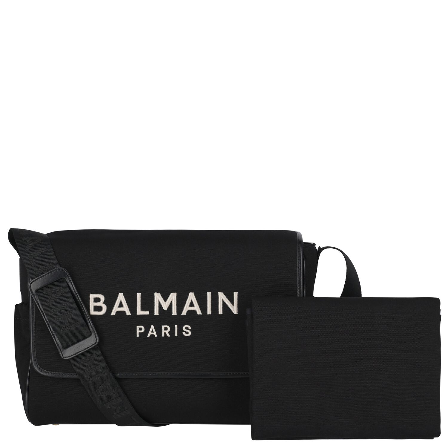 حقيبة تغيير حفاضات الأطفال بشعار باللونين الأبيض والأسود, 1, hi-res