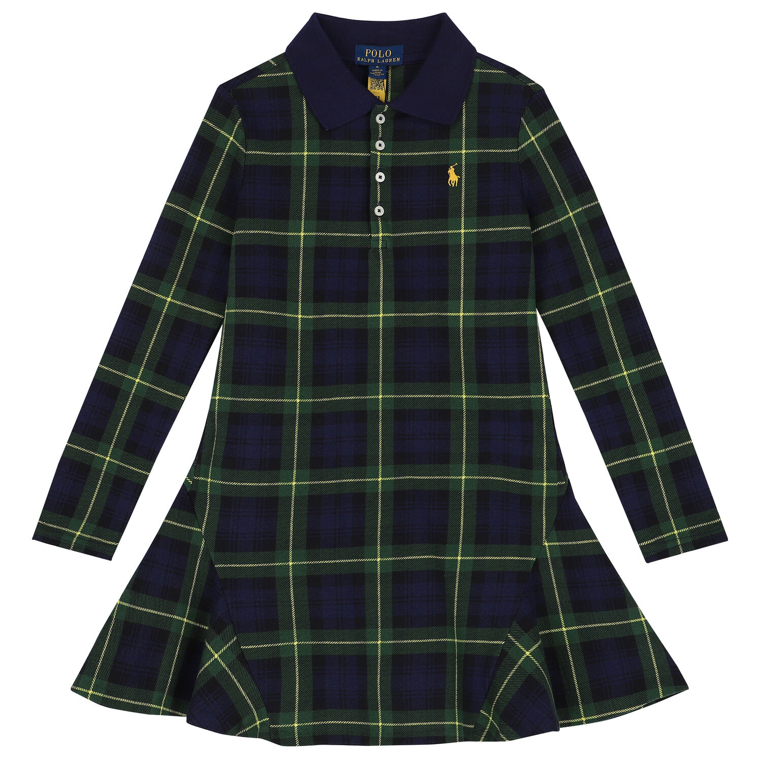 فستان بولو بالشعار باللون الكحلي والأخضر, 1, hi-res