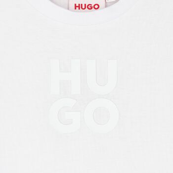 Boys White Cotton Logo T-Shirt