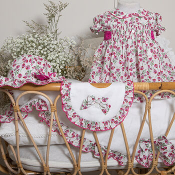 Baby Girls Ivory Floral Bib