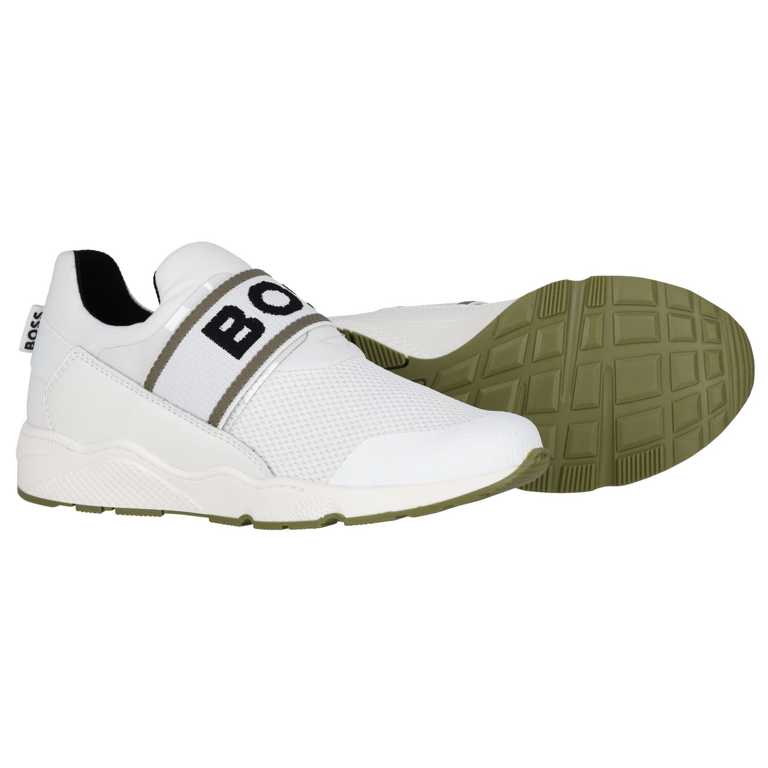 Boys White Logo Trainers, 2, hi-res image number null