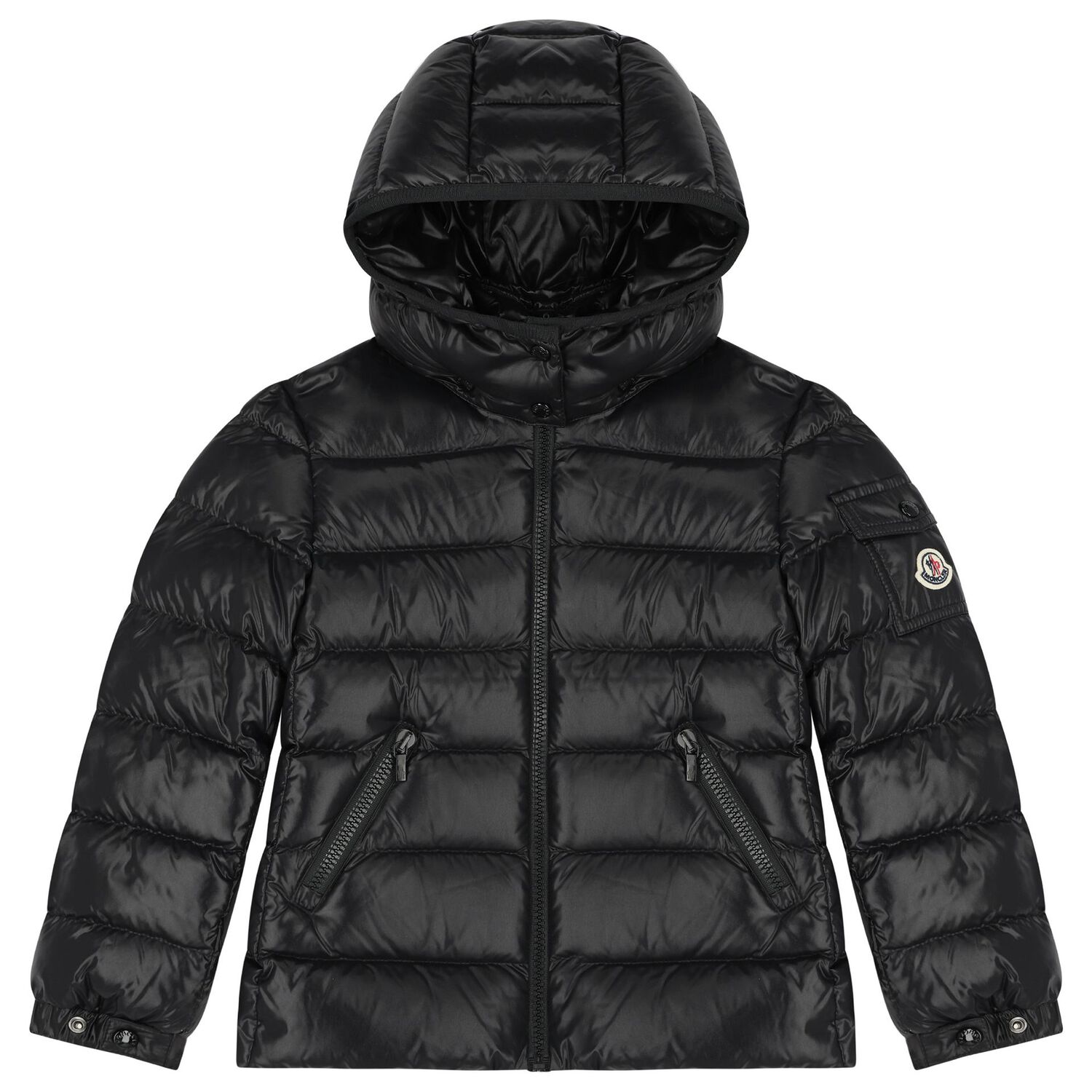 Girls Black Bady Down Puffer Jacket, 1, hi-res