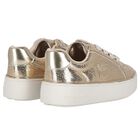 حذاء رياضي للبنات بالشعار باللون الذهبي والعاجي, 1, hi-res