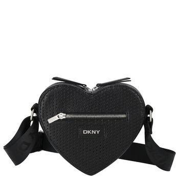 Girls Black Heart Logo Leather Bag