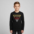 Boys Black Logo Long Sleeve Top, 3, hi-res
