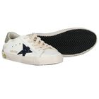 Girls White Leather & Glitter Super-Star Logo Trainers, 1, hi-res
