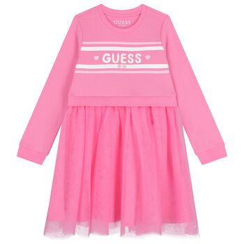 Girls Pink Logo Tulle Dress