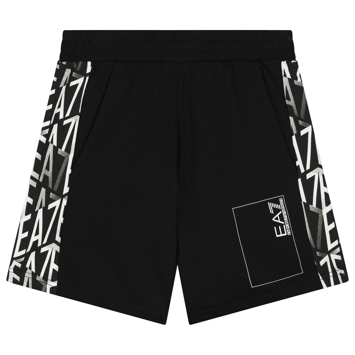 Boys Black Logo Shorts, 1, hi-res