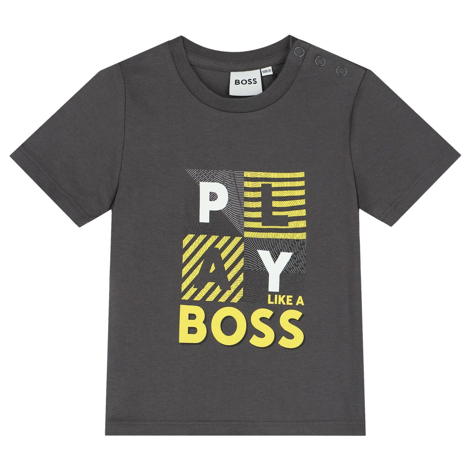 طقم أولاد شورت بالشعار باللون الرمادي و الأبيض, 1, hi-res image number null