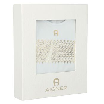 Boys Pale Blue & Gold Babygrow & Hat Gift Set
