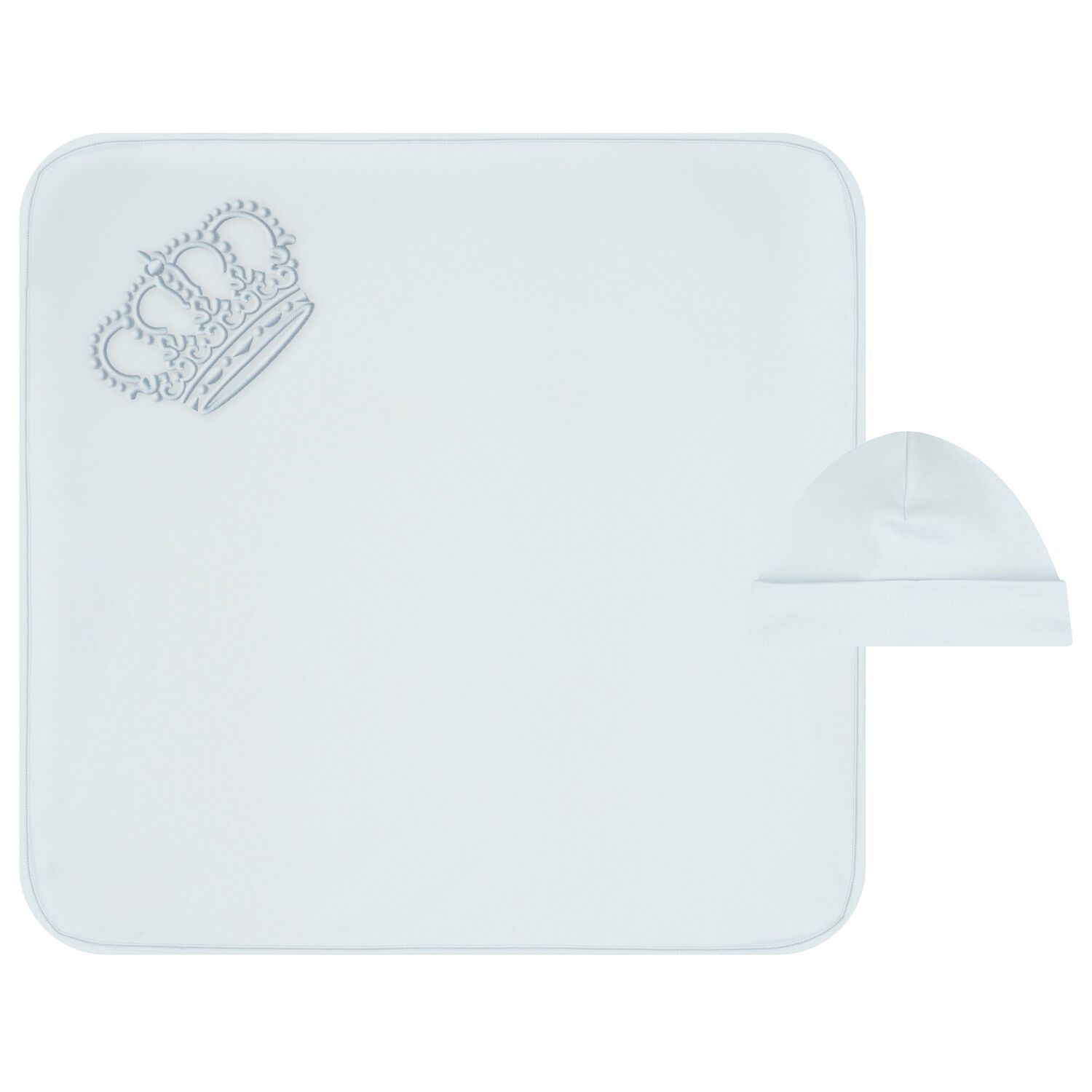 طقم بطانية و قبعة أولاد بشعار تاج باللون الأزرق, 2, hi-res image number null