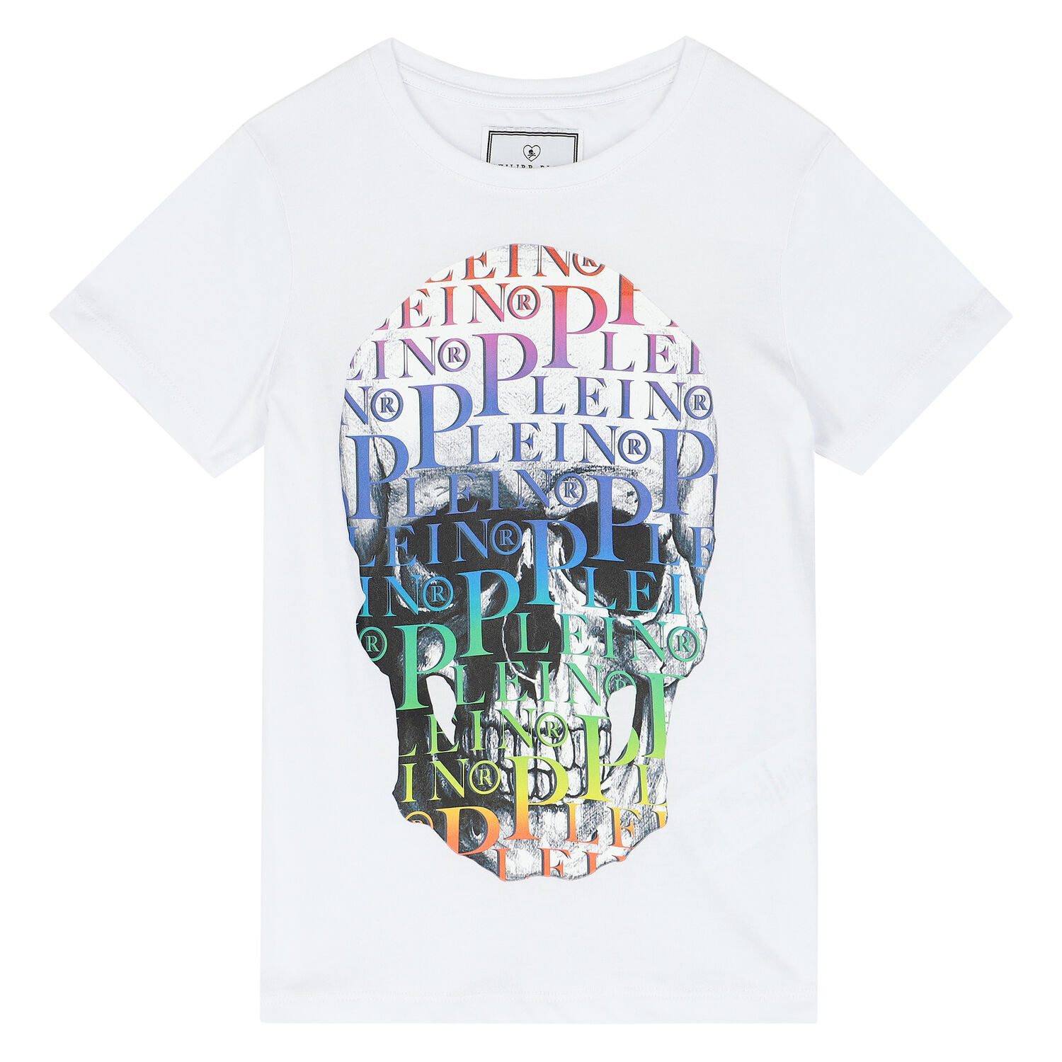 Boys White Skull Logo T-Shirt, 1, hi-res