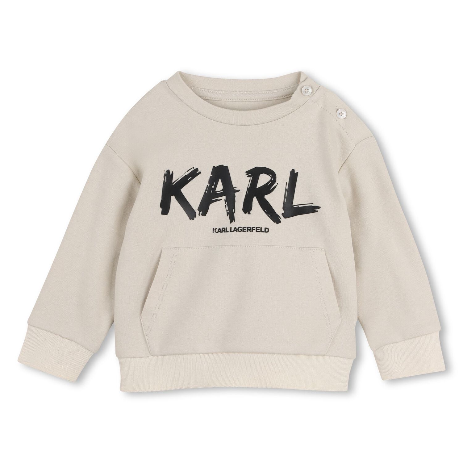 Younger Boys Beige & Black Logo Tracsuit, 1, hi-res