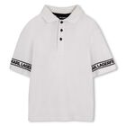 Boys White Logo Polo Shirt, 1, hi-res