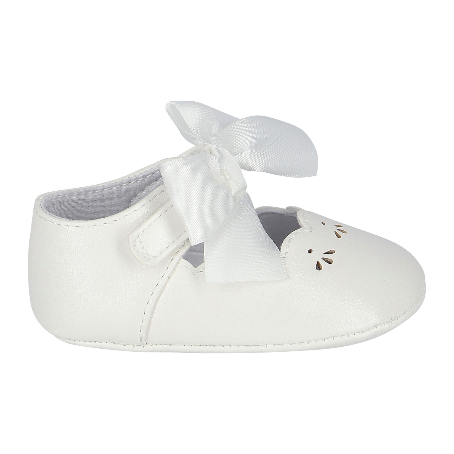 Baby Girls White Bow Pre Walker Shoes, 1, hi-res