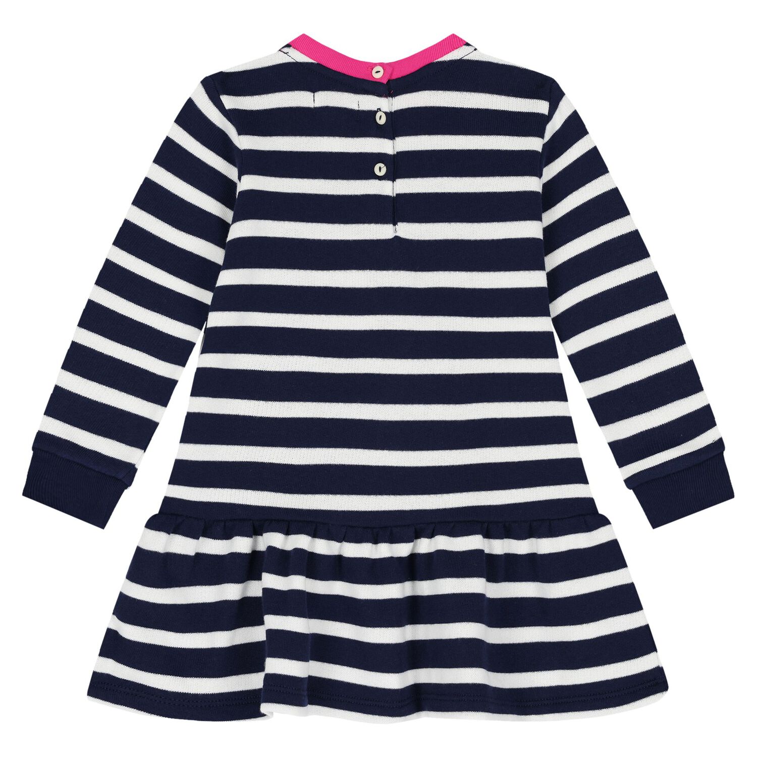 Baby Girls White & Navy Blue Dress Set, 1, hi-res