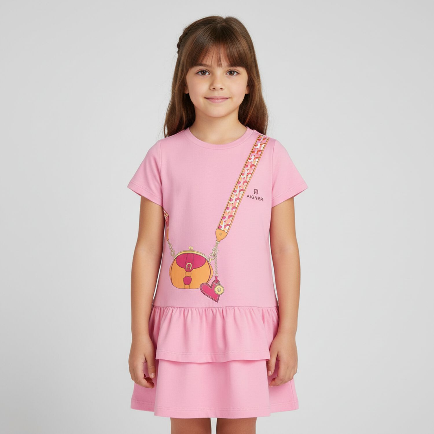 Girls Pink Logo Bag Dress, 2, hi-res image number null
