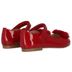 Girls Red Fur Patent Leather Shoes, 1, hi-res