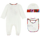 Baby Girls Ivory Babygrow, Hat & Bib Set, 1, hi-res