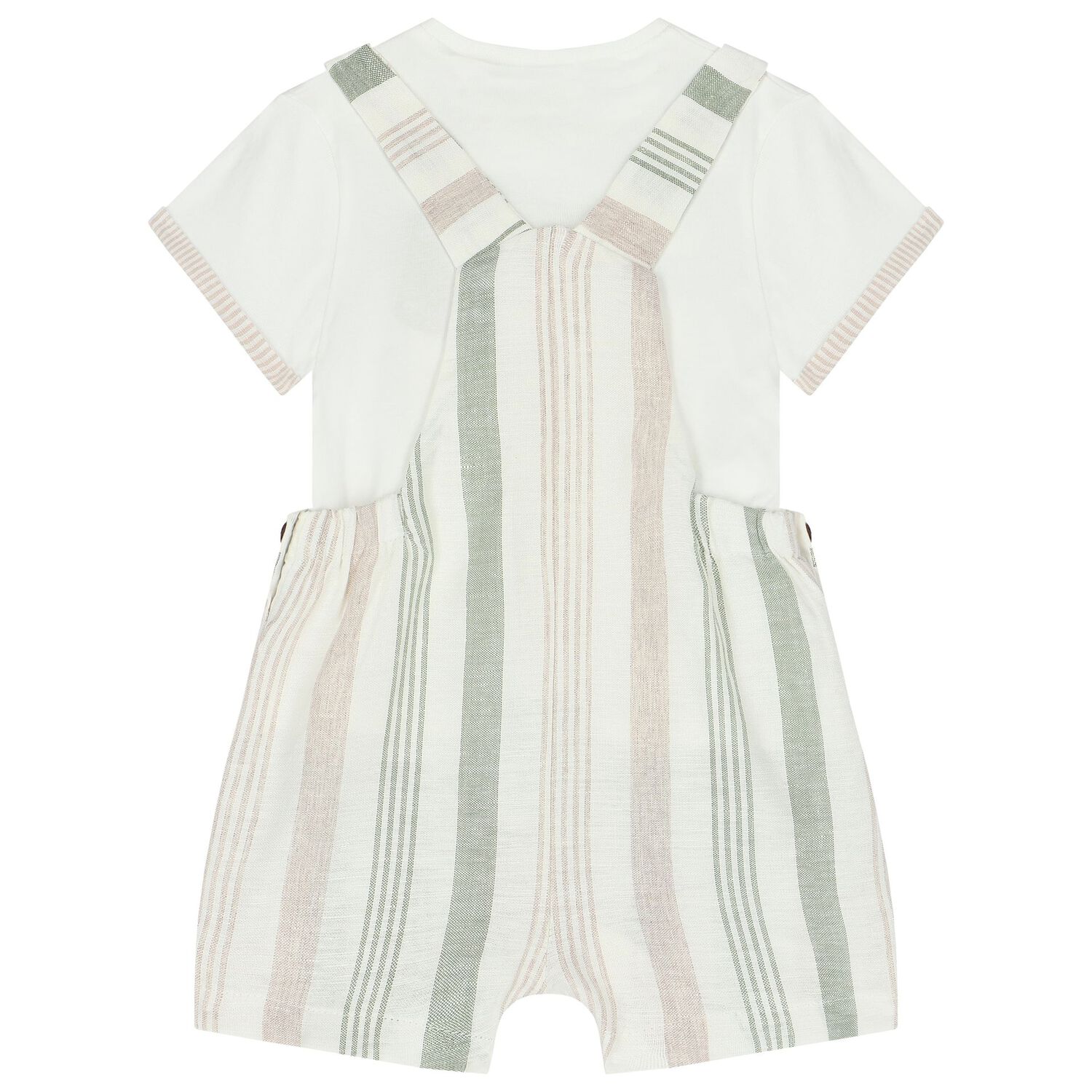 Baby Boys Striped Dungaree & T-Shirt Set, 2, hi-res