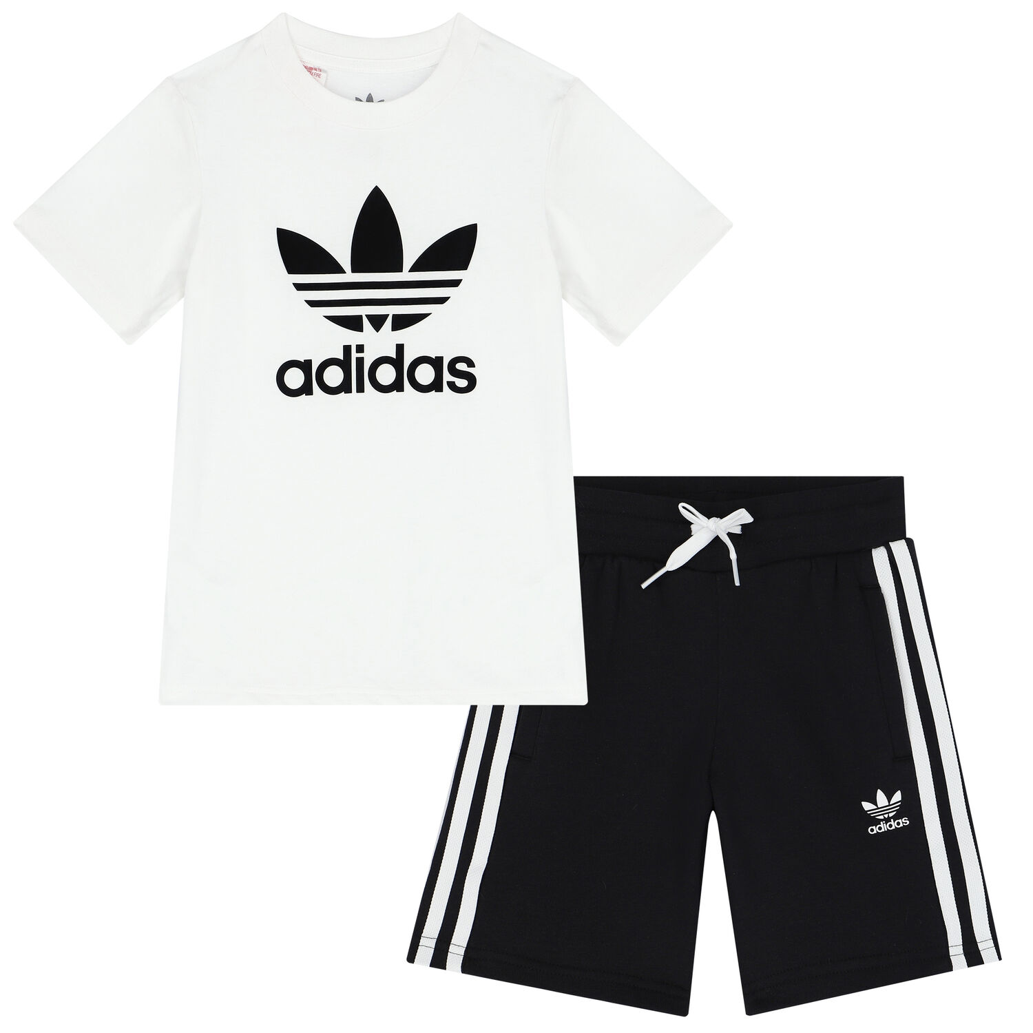 Boys White & Black Logo Shorts Set, 1, hi-res