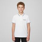 Boys White Cotton Logo Polo Shirt, 1, hi-res