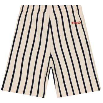 Boys Ivory & Black Logo Striped Shorts