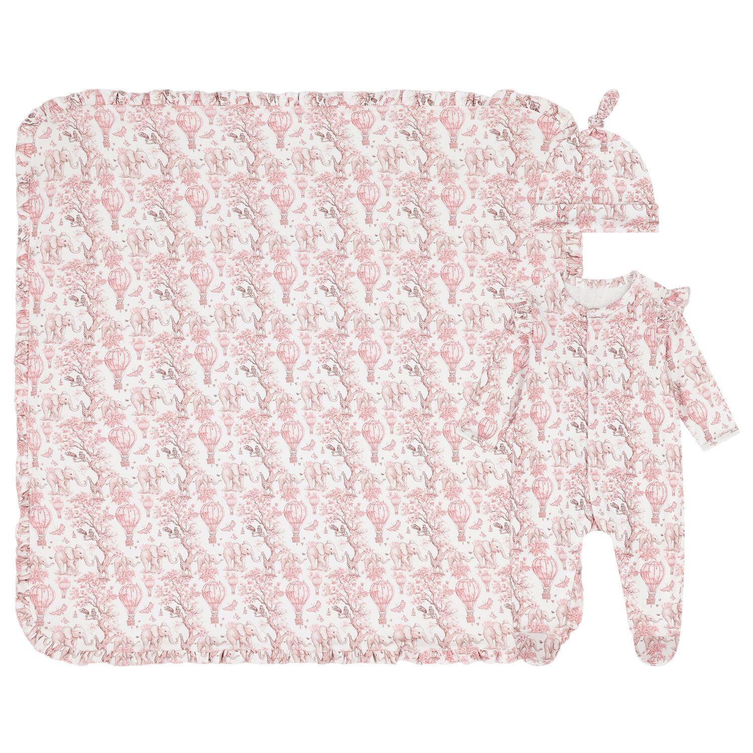 Baby Girls White & Pink Africa Babygrow Gift Set, 1, hi-res