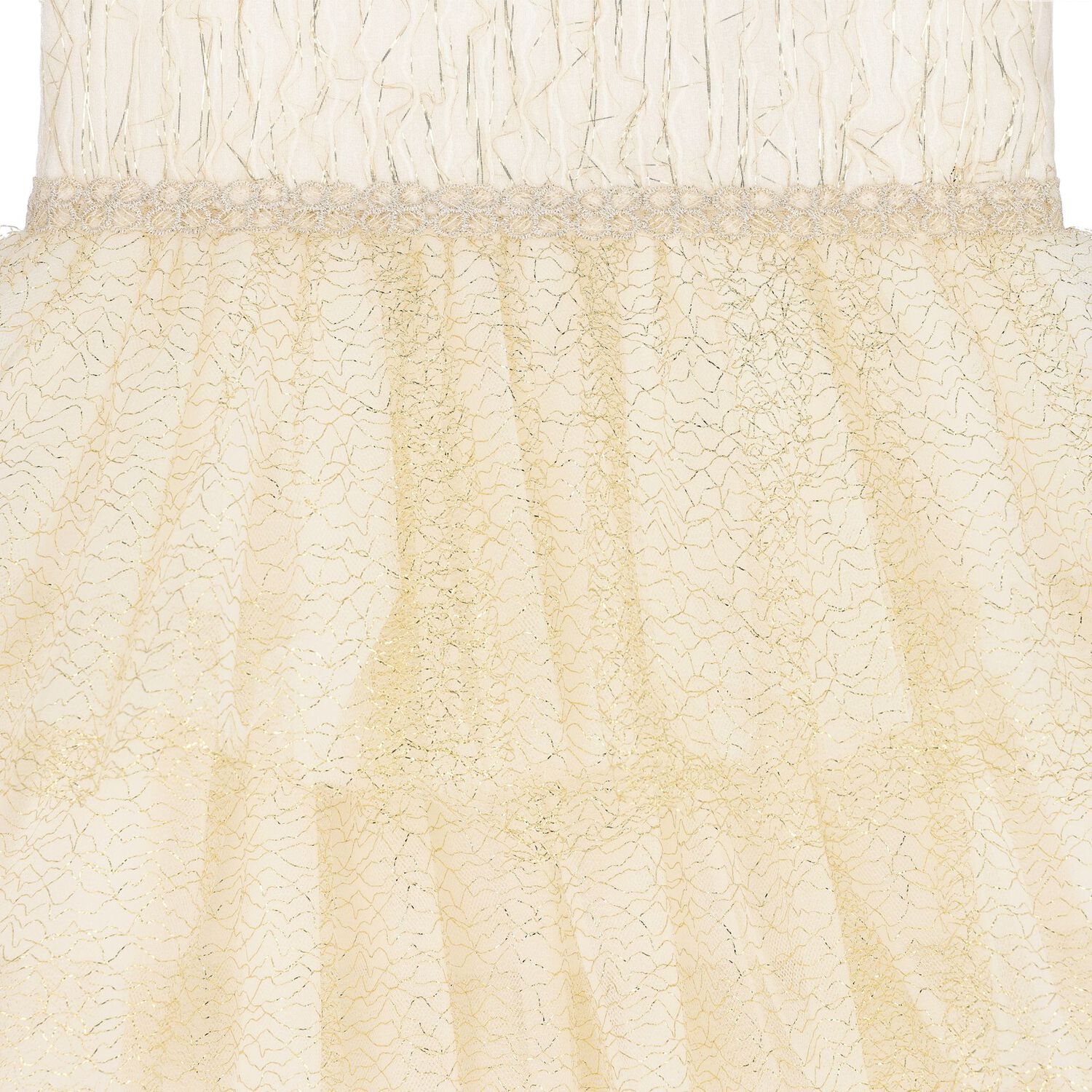 فستان جاكار من الأورجانزا باللون العاجي والذهبي للبنات, 1, hi-res image number null