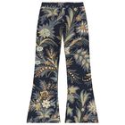 Girls Navy Blue Floral Leggings, 1, hi-res