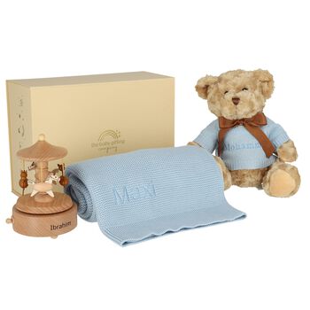 طقم هدايا أولاد  بتصميم دوار موسيقي أزرق اللون،