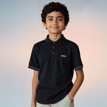 Boys Black Logo Polo Shirt