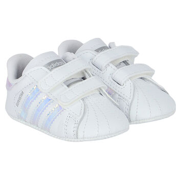 White Iridescent Superstar Crib Pre Walker Shoes