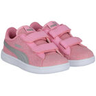 Girls Pink Logo Smash Trainers, 2, hi-res