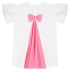 Girls White & Pink Cotton Leggings Set, 1, hi-res